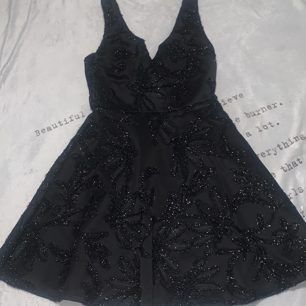 mi ami by LULU’S | Black Embroidered Sequin Dress